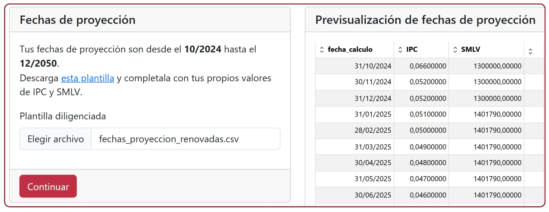 Rango de fechas de espacio de trabajo