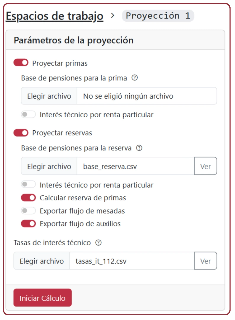 Parámetros de proyección